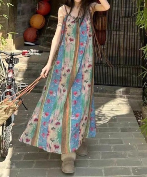 deux amour（ドゥーザムール）の「花柄キャミワンピース（ワンピース・レディース・ブルー・FREE）」の3枚目の写真