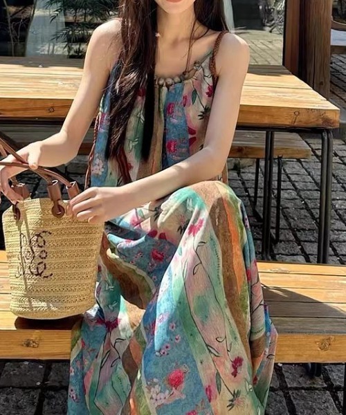 deux amour（ドゥーザムール）の「花柄キャミワンピース（ワンピース・レディース・ブルー・FREE）」の6枚目の写真