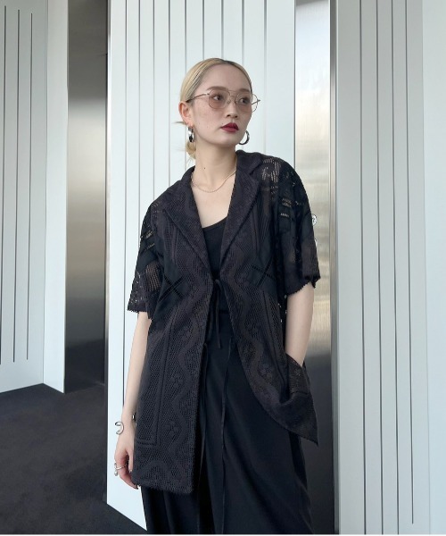 ジャケット・アウター LACE COMBI HALF SLEEVE JACKET SHIRT LACE COMBI HALF SLEEVE JACKET SHIRT