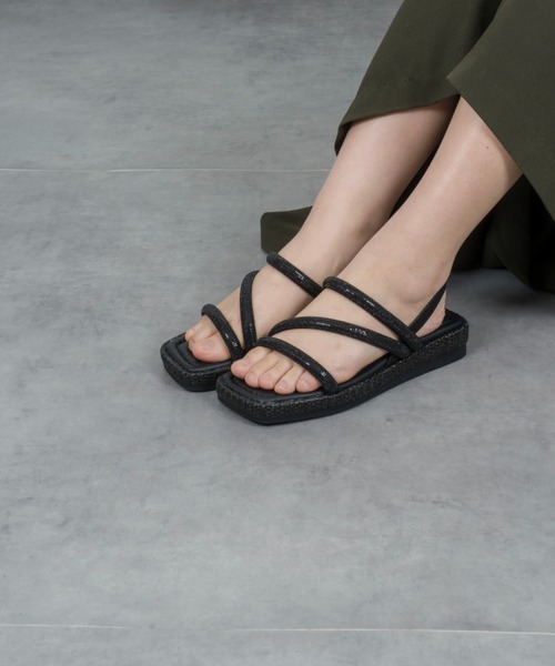 Mollini（モリーニ）の「【Mollini/モリーニ】厚底 ジュート エスパ ロープ ベルトサンダル（サンダル・レディース・ブラック・36/37/38）」の4枚目の写真