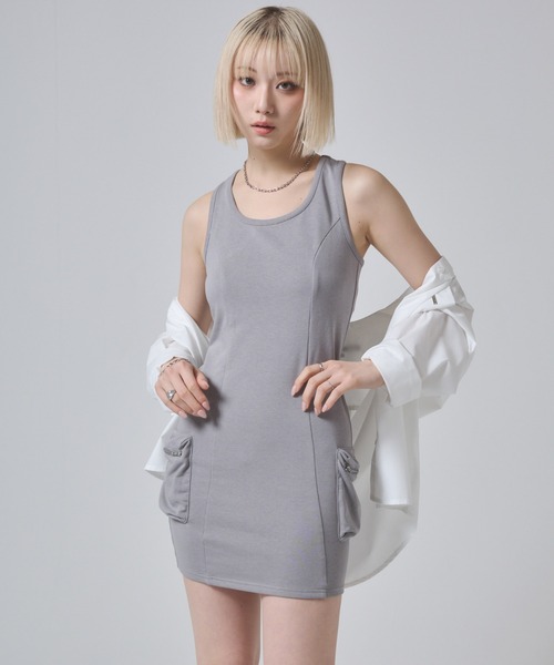 ENVYM（アンビー）の「ビッグポケットタンクワンピース（ワンピース・レディース・ブラック/ブルー/グレー・FREE）」の13枚目の写真