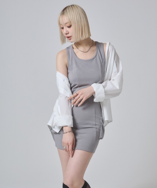 ENVYM（アンビー）の「ビッグポケットタンクワンピース（ワンピース・レディース・ブラック/ブルー/グレー・FREE）」の17枚目の写真