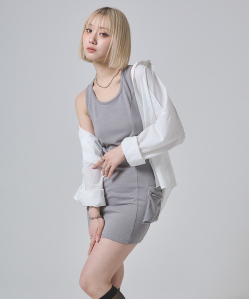 ENVYM（アンビー）の「ビッグポケットタンクワンピース（ワンピース・レディース・ブラック/ブルー/グレー・FREE）」の18枚目の写真