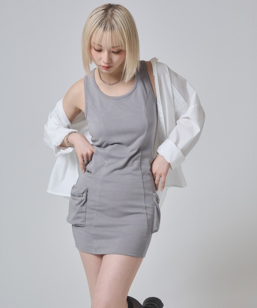 ENVYM（アンビー）の「ビッグポケットタンクワンピース（ワンピース・レディース・ブラック/ブルー/グレー・FREE）」の19枚目の写真