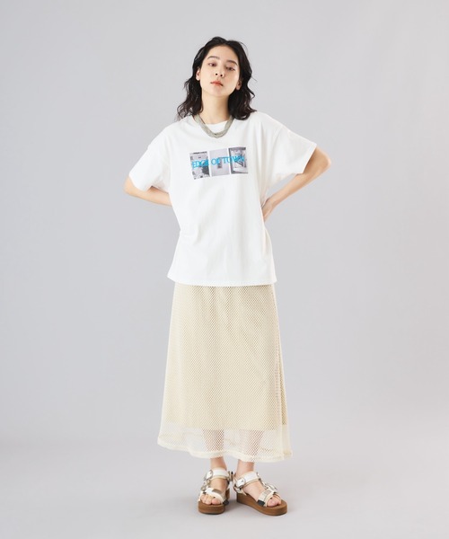 Muscat(マスカット)の「スリーフレームアソートプリントT(Tシャツ/カットソー・レディース・オフホワイト/ブラック・F)」の9枚目の写真