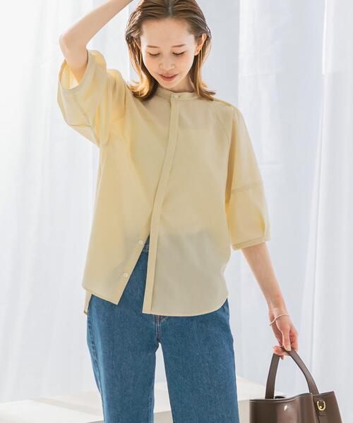 URBAN RESEARCH ROSSO WOMEN(アーバンリサーチ ロッソ)の「UVカットウォッシャブルリネン混シャツブラウス(シャツ/ブラウス・レディース・グリーン/イエロー/インディゴブルー/オフホワイト・FREE)」の4枚目の写真