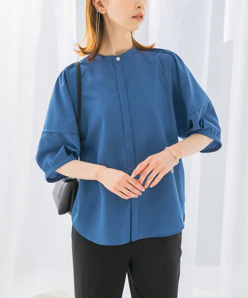 URBAN RESEARCH ROSSO WOMEN(アーバンリサーチ ロッソ)の「UVカットウォッシャブルリネン混シャツブラウス(シャツ/ブラウス・レディース・グリーン/イエロー/インディゴブルー/オフホワイト・FREE)」の1枚目の写真