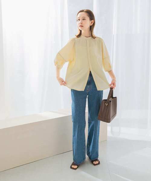 セール】UVカットウォッシャブルリネン混シャツブラウス（シャツ