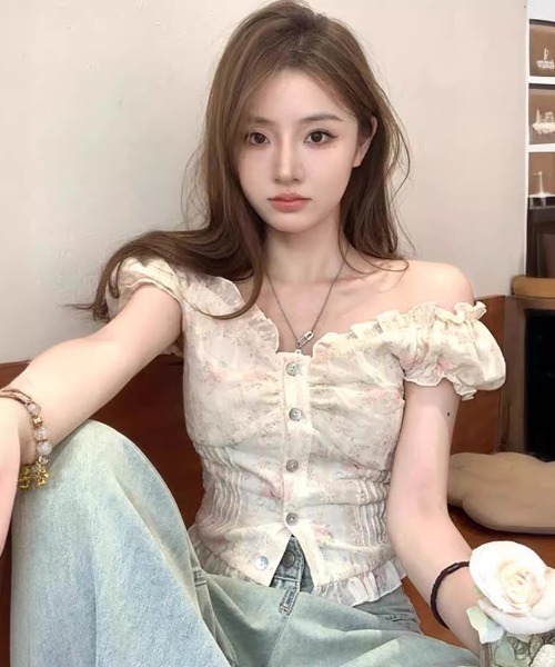 Teem Store(チームストア)の「花柄フリルシャツ(シャツ/ブラウス・レディース・アイボリー・M/S)」の6枚目の写真