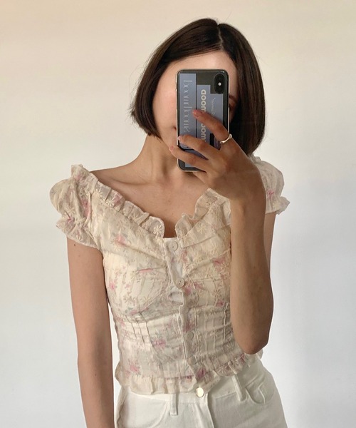 Teem Store(チームストア)の「花柄フリルシャツ(シャツ/ブラウス・レディース・アイボリー・M/S)」の7枚目の写真