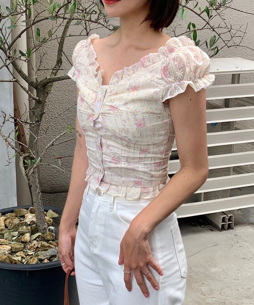 Teem Store(チームストア)の「花柄フリルシャツ(シャツ/ブラウス・レディース・アイボリー・M/S)」の12枚目の写真