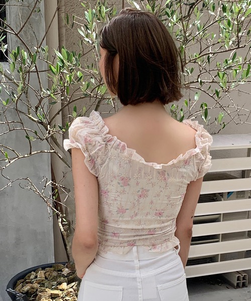 Teem Store(チームストア)の「花柄フリルシャツ(シャツ/ブラウス・レディース・アイボリー・M/S)」の8枚目の写真