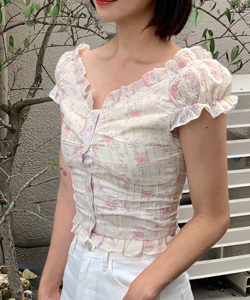 Teem Store(チームストア)の「花柄フリルシャツ(シャツ/ブラウス・レディース・アイボリー・M/S)」の11枚目の写真