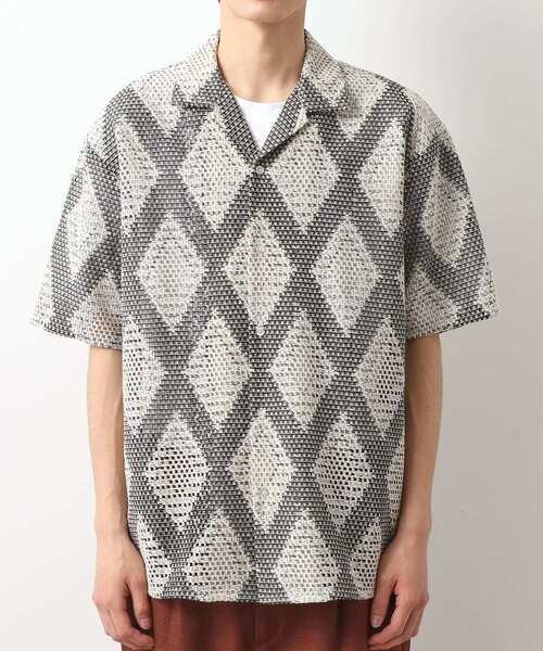 THE SHOP TK （ザ ショップ ティーケー ）の「ダイヤ柄プリント半袖シャツ【洗濯機OK/オーバーサイズ】（シャツ/ブラウス・メンズ・ネイビー系3/アイボリー系3・04/03/02）」の11枚目の写真