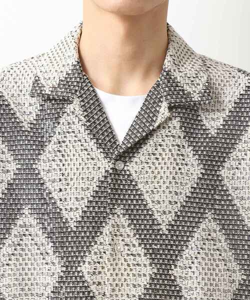 THE SHOP TK （ザ ショップ ティーケー ）の「ダイヤ柄プリント半袖シャツ【洗濯機OK/オーバーサイズ】（シャツ/ブラウス・メンズ・ネイビー系3/アイボリー系3・04/03/02）」の14枚目の写真