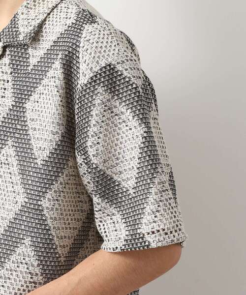 THE SHOP TK （ザ ショップ ティーケー ）の「ダイヤ柄プリント半袖シャツ【洗濯機OK/オーバーサイズ】（シャツ/ブラウス・メンズ・ネイビー系3/アイボリー系3・04/03/02）」の15枚目の写真