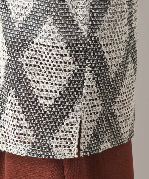 THE SHOP TK （ザ ショップ ティーケー ）の「ダイヤ柄プリント半袖シャツ【洗濯機OK/オーバーサイズ】（シャツ/ブラウス・メンズ・ネイビー系3/アイボリー系3・04/03/02）」の16枚目の写真