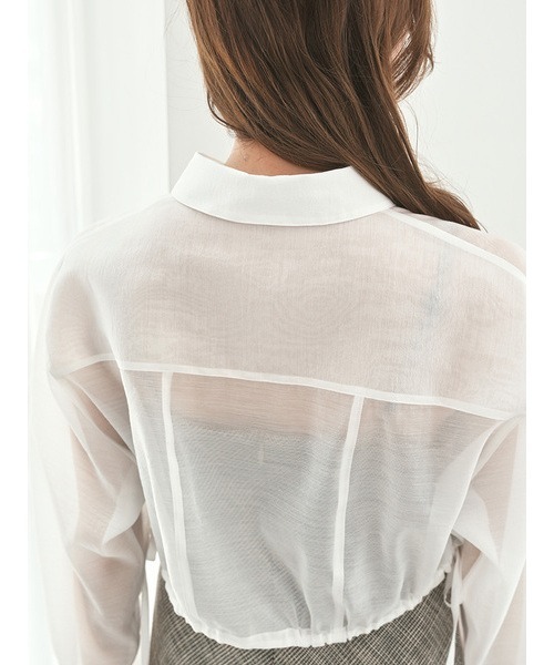 SNIDEL(スナイデル)の「シアーシャツ(シャツ/ブラウス・レディース・ホワイト/ピンク/イエロー・FREE)」の6枚目の写真