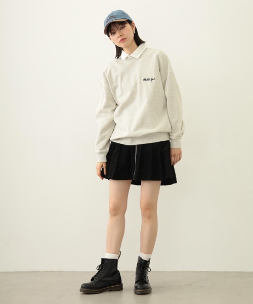 MILKFED.（ミルクフェド）の「ICING LOGO WIDE CREW SWEAT TOP（スウェット・レディース・オートミール/チャコール/ネイビー・M/L）」の10枚目の写真