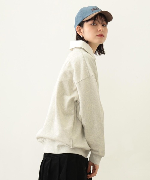 MILKFED.（ミルクフェド）の「ICING LOGO WIDE CREW SWEAT TOP（スウェット・レディース・オートミール/チャコール/ネイビー・M/L）」の4枚目の写真