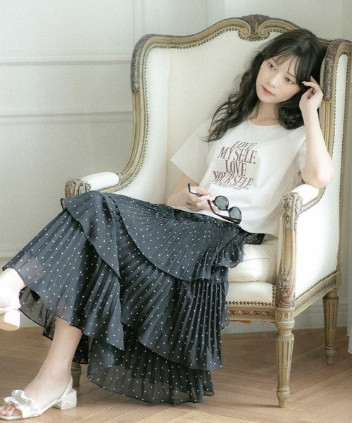 JILL by JILL STUART(ジルバイジルスチュアート)の「◇アシメプリーツティアードスカート(スカート・レディース・ホワイト/ラベンダー/ブラック系その他・FREE)」の2枚目の写真