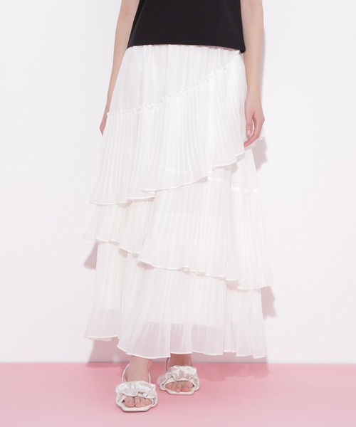 JILL by JILL STUART(ジルバイジルスチュアート)の「◇アシメプリーツティアードスカート(スカート・レディース・ホワイト/ラベンダー/ブラック系その他・FREE)」の15枚目の写真