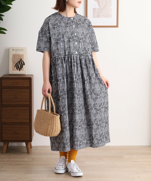 当店在庫してます！ EMAGO レモンとオレンジ総柄刺繍ワンピース（ワンピース ワンピース
