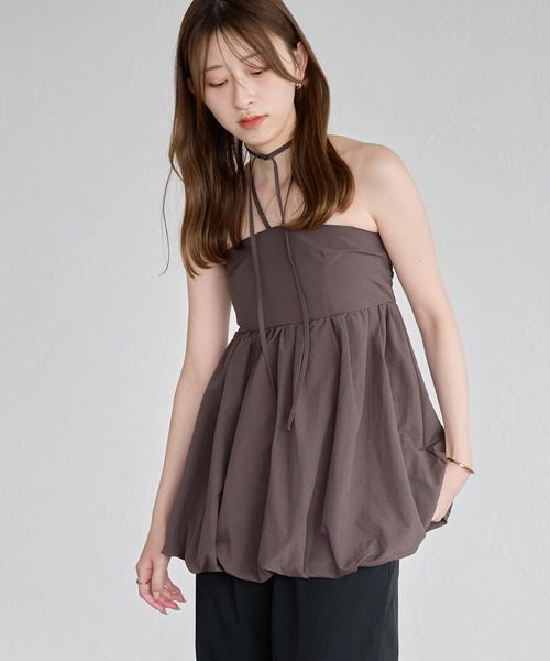 raffime（ラフィミー）の「ホルター付きバルーンベアビスチェ（キャミソール・レディース・ブラック/アイボリー/ダークブラウン・フリー）」の3枚目の写真