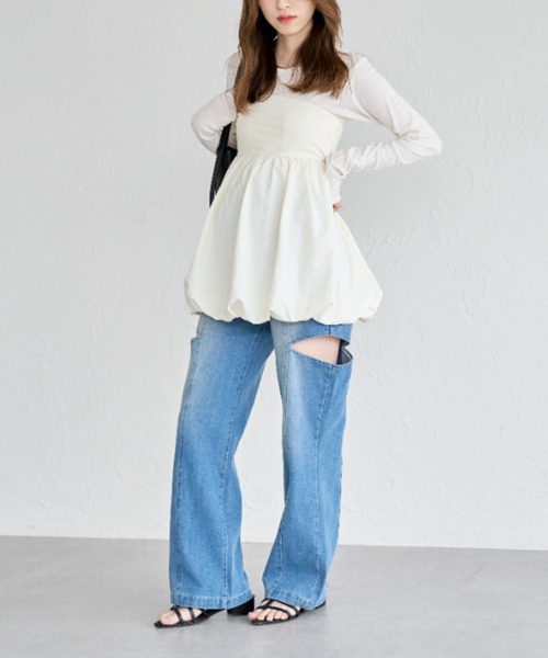 raffime（ラフィミー）の「ホルター付きバルーンベアビスチェ（キャミソール・レディース・ブラック/アイボリー/ダークブラウン・フリー）」の7枚目の写真