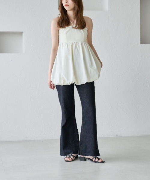 raffime（ラフィミー）の「ホルター付きバルーンベアビスチェ（キャミソール・レディース・ブラック/アイボリー/ダークブラウン・フリー）」の4枚目の写真