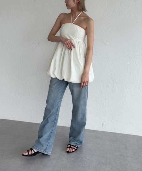 raffime（ラフィミー）の「ホルター付きバルーンベアビスチェ（キャミソール・レディース・ブラック/アイボリー/ダークブラウン・フリー）」の9枚目の写真