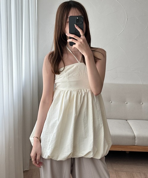 raffime（ラフィミー）の「ホルター付きバルーンベアビスチェ（キャミソール・レディース・ブラック/アイボリー/ダークブラウン・フリー）」の8枚目の写真