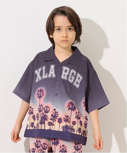 XLARGE KIDS（エクストララージキッズ）の「パームツリー開衿半袖シャツ（シャツ/ブラウス・キッズ・ホワイト/ブラック・140cm/100cm/110cm/120cm/130cm/90cm）」の2枚目の写真