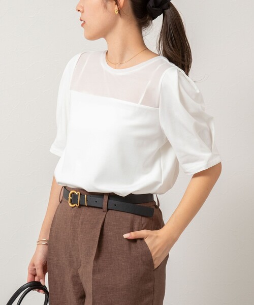 NOLLEY’S（ノーリーズ）の「高機能パフTシャツ（Tシャツ/カットソー・レディース・ネイビー/オフホワイト/ブラック・36/38）」の2枚目の写真