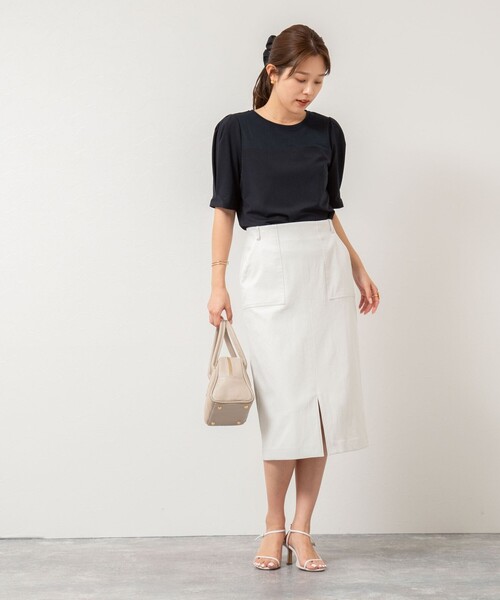 NOLLEY’S（ノーリーズ）の「高機能パフTシャツ（Tシャツ/カットソー・レディース・ネイビー/オフホワイト/ブラック・36/38）」の4枚目の写真