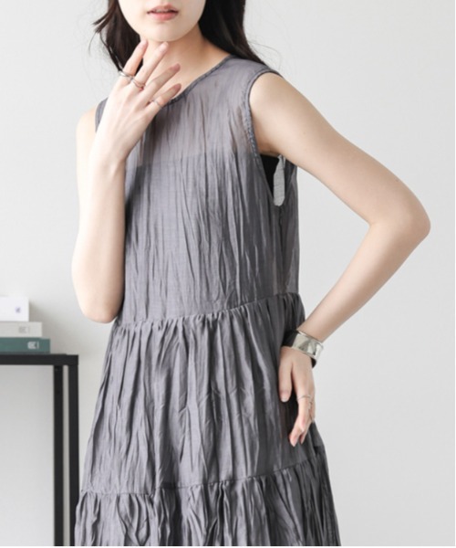 Lajour（ラジュール）の「[日本製]  シアー ティアードワンピース（ワンピース・レディース・ブラウン/グレー/ベージュ・M/L）」の5枚目の写真