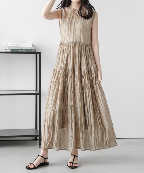 Lajour（ラジュール）の「[日本製]  シアー ティアードワンピース（ワンピース・レディース・ブラウン/グレー/ベージュ・M/L）」の11枚目の写真