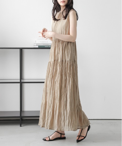 Lajour（ラジュール）の「[日本製]  シアー ティアードワンピース（ワンピース・レディース・ブラウン/グレー/ベージュ・M/L）」の12枚目の写真