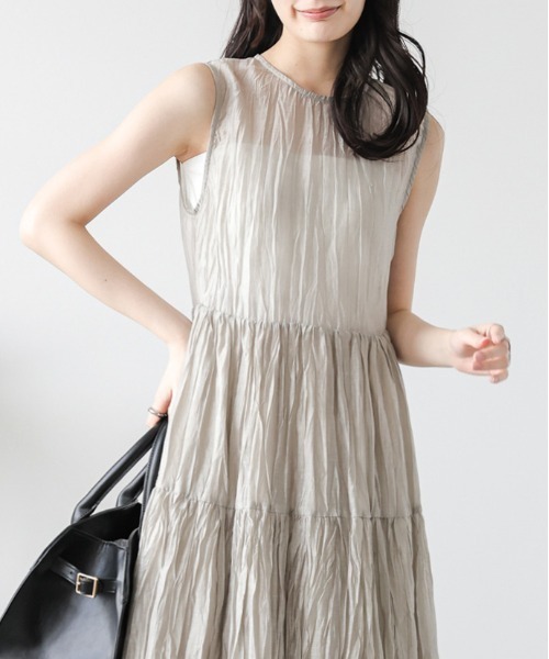 Lajour（ラジュール）の「[日本製]  シアー ティアードワンピース（ワンピース・レディース・ブラウン/グレー/ベージュ・M/L）」の17枚目の写真