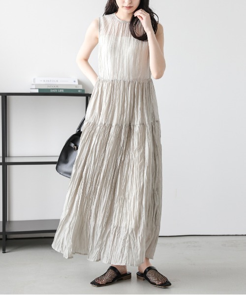 Lajour（ラジュール）の「[日本製]  シアー ティアードワンピース（ワンピース・レディース・ブラウン/グレー/ベージュ・M/L）」の19枚目の写真
