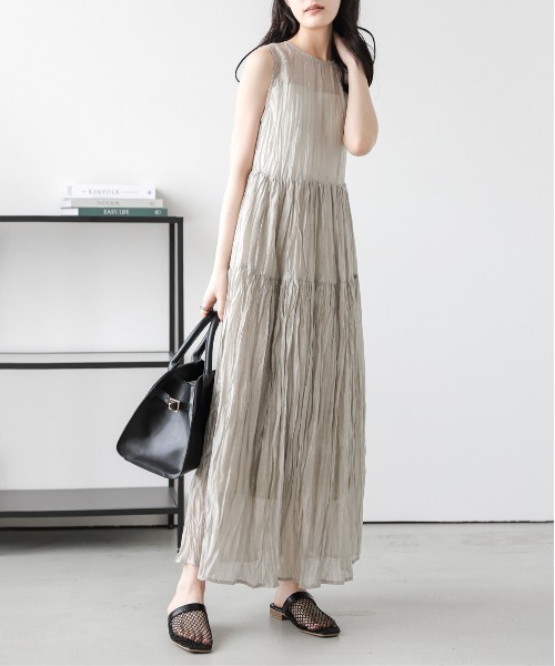 Lajour（ラジュール）の「[日本製]  シアー ティアードワンピース（ワンピース・レディース・ブラウン/グレー/ベージュ・M/L）」の20枚目の写真