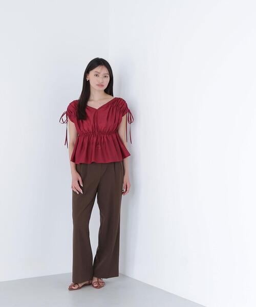 NATURAL BEAUTY BASIC（ナチュラルビューティーベーシック）の「◇【Oggi掲載】シアードロストギャザーブラウス（シャツ/ブラウス・レディース・オフホワイト/ブラック/ワイン・SMALL/MEDIUM）」の8枚目の写真