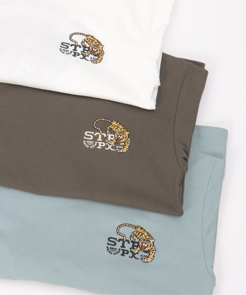 NO NEED(ノーニード)の「TIGER刺繍Tシャツ(Tシャツ/カットソー・メンズ・チャコール/ホワイト/ブルー・L/M/LL)」の12枚目の写真