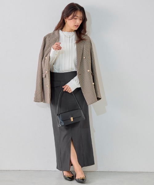 肩紐取り外し可能】2wayポケットIラインスカート（スカート