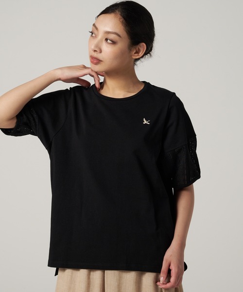 Eddie Bauer(エディーバウアー)の「レーススリーブ 半袖 Tシャツ(Tシャツ/カットソー・レディース・ブラック/ベージュ/アイボリー・M/L/S/XL)」の3枚目の写真