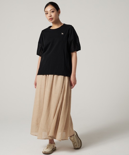 Eddie Bauer(エディーバウアー)の「レーススリーブ 半袖 Tシャツ(Tシャツ/カットソー・レディース・ブラック/ベージュ/アイボリー・M/L/S/XL)」の12枚目の写真