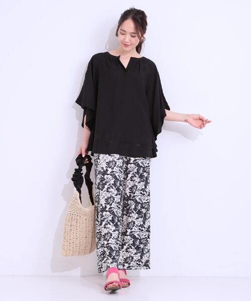 SHOO・LA・RUE(シューラルー)の「【S-LL/ひんやり/選べる2柄】大人のリラックスコーデに プリント柄パンツ(その他パンツ・レディース・チャコールグレー/ネイビー/ブラウン系7/ブラック系6・04/01/02/03)」の10枚目の写真