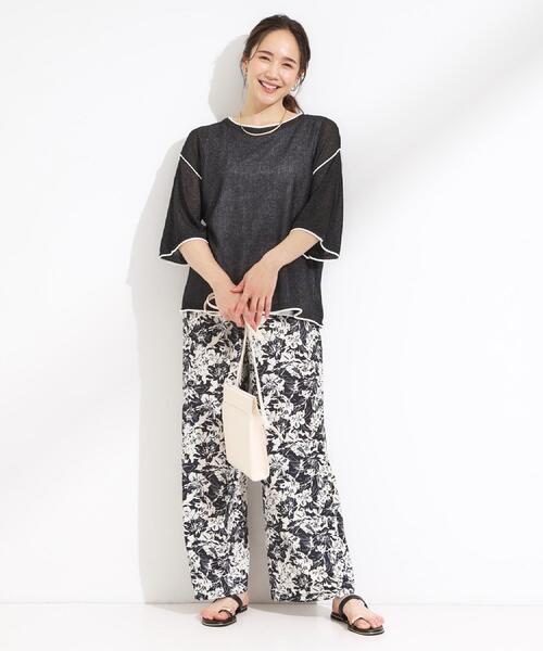 SHOO・LA・RUE(シューラルー)の「【S-LL/ひんやり/選べる2柄】大人のリラックスコーデに プリント柄パンツ(その他パンツ・レディース・チャコールグレー/ネイビー/ブラウン系7/ブラック系6・04/01/02/03)」の11枚目の写真