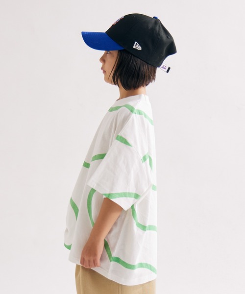 PAIRMANON STREET】線柄プリント 幾何学 オーバーサイズ Tシャツ