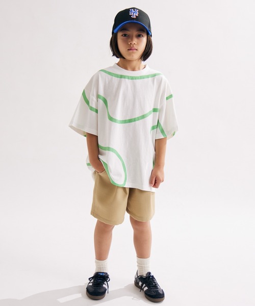 PAIRMANON STREET】線柄プリント 幾何学 オーバーサイズ Tシャツ